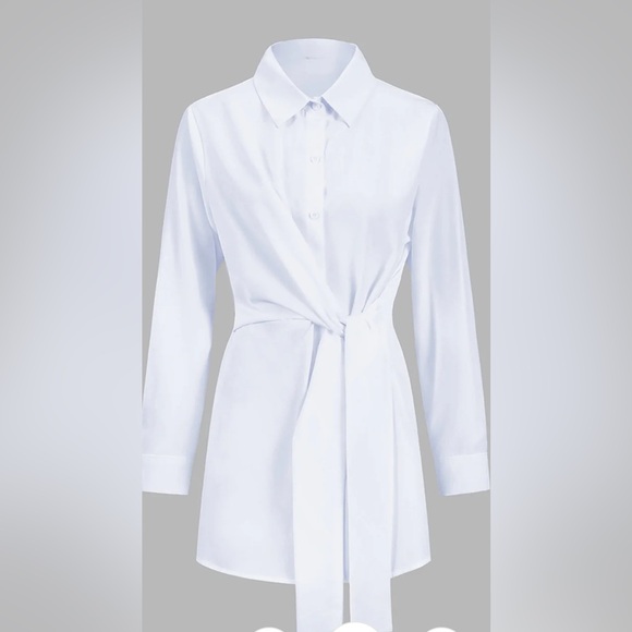 NWT COMMENSE WHITE FRONT TIE BLOUSE - Picture 4 of 5